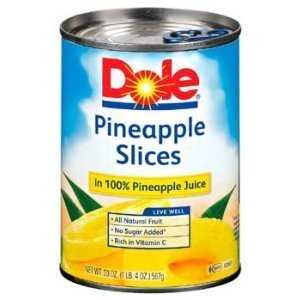 Dole Pineapple Slices In 100% Pineapple Juice, 20 Ounce Can Dole Pineapple Slices In 100% Pineapple Juice, 20 Ounce Can