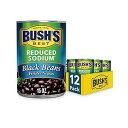BUSH'S BEST 缶詰減塩黒豆 (12 個パック)、植物ベースのタンパク質と繊維源、低脂肪、グルテンフリー、15 オンス BUSH'S BEST Canned Reduced Sodium Black Beans (Pack of 12), Source of Plant Based Protein and Fiber, Low Fat, Glute
