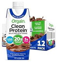 Orgain グラスフェッド クリーン プロテイン シェイク、クリーミー チョコレート ファッジ - プロテイン 20g、食事の代替品、すぐに飲める、グルテンフリー、大豆フリー、コーシャー、パッケージは異なる場合があります、11 液量オンス (12 個パック) Orgain