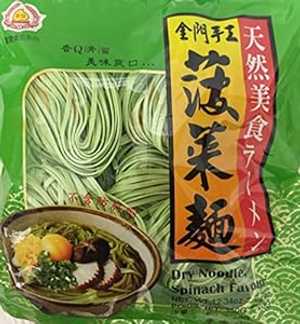 菠菜麵 Fu Fa 手作りドライほうれん草フェイバー ヌードル - 12.34 オンス (3 個パック) Fu Fa Flour Food Fu Fa Hand made Dry Spinach Favour Noodle - 12.34oz (Pack of 3)