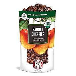 Chukar Cherries Organic Rainier Cherries - No Sugar Added and Sulfite Free USA Grown All-Natural Dried Fruit - 1 Bag
