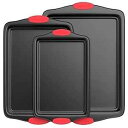 Nutrichef ヒートレッドシリコンハンドル付き、オーブン対応、3点セット Nutrichef w/Heat Red Silicone Handles, O...