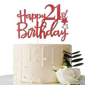 åɥå ϥåԡ21Фȥåѡ - 21ĤΥȥåѡ - 21Фѡƥ - 21Фѡƥǥ졼 Maicaiffe Red Glitter Happy 21st Birthday Cake Topper - 21 Cake Topper - 21st Birthday Pa