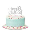 Paroke & Bubble Silver Glitter Happy 16th Birthday Cake Topper - 16th Birthday Cake Topper, 16th Birthday Party Decoration(4)
