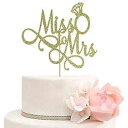 Miss To Mrs ケーキトッパー グリッター ウェディング 婚約 ブライダル シャワー バチェロレッテ パーティー デコレーション サプライ ゴールド XIUHUBA Miss To Mrs Cake Topper, Glitter Wedding Engagement Bridal Shower Bachelorette Party