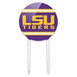 アクリル LSU ワードマーク ジャージーストライプ ケーキトッパー パーティーデコレーション 結婚記念日 誕生日 卒業用 GRAPHICS & MORE Acrylic LSU Wordmark with Jersey Stripes Cake Topper Party Decoration for Wedding Anniversary Birthda