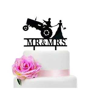 Mr & Mrs ウェディング ケーキ トッパー、ファーマー サザン スタイル ウェディング ケーキ トッパー、素朴なトラクター ウェディング ケーキ トッパー、ブラック シルエット ケーキ トッパー(トラクター) N/O Mr & Mrs Wedding Cake Topper, F Mr & Mrs ウェディング ケーキ トッパー、ファーマー サザン スタイル ウェディング ケーキ トッパー、素朴なトラクター ウェディング ケーキ トッパー、ブラック シルエット ケーキ トッパー(トラクター) N/O Mr & Mrs Wedding Cake Topper, F