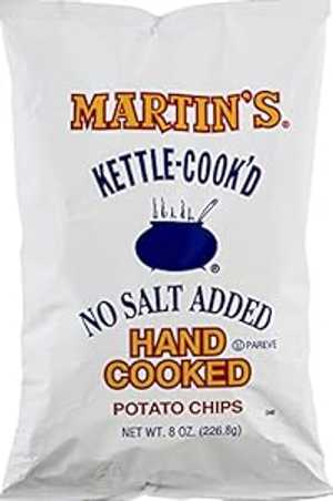 Martin's Kettle-Cook'd 無塩ポテトチップス 8 オンス (3 袋) Martins Potato Chips Martin's Kettle-Cook'd No Salt Added Potato Chips 8 Ounces (3 Bags)