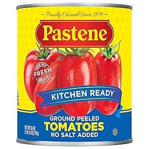 Pastene Kitchen Ready No Salt Ground Peeled Tomatoes, 28 Ounce (Pack of 6) Pastene Kitchen Ready No Salt Ground Peeled Tomatoes, 28 Ounce (Pack of 6)