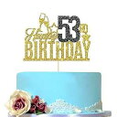 53歳の誕生日おめでとうケーキトッパー - 53歳のケーキトッパー、53歳の誕生日ケーキデコレーション、53歳の誕生日パーティーデコレーション (ゴールドとブラ...