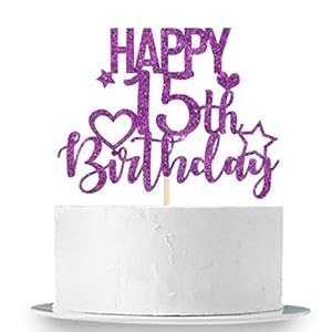 Glomarket㤨INNORU ץץ륰å ϥåԡ 15 Фȥåѡ 15 Фδ - ƥ󥨥㡼λҶѡƥǥ졼 INNORU Pruple Glitter Happy 15th Birthday Cake Topper for Cheers to 15 Years - Teenager CפβǤʤ2,484ߤˤʤޤ