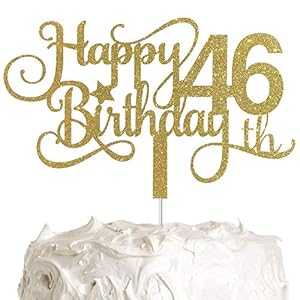 ALPHA K GG 46歳の誕生日ケーキトッパー、ハッピー46歳の誕生日ケーキトッパー、46歳の誕生日パーティーデコレーション ALPHA K GG 46th Birthday Cake Topper, Happy 46th Birthday Cake Topper, 46th Birthday Party Decorations
