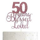ALPHA K ローズゴールド 50 歳の誕生日/記念日ケーキトッパー – 50 周年に祝福され愛されたケーキトッパー ALPHA K Rose G...