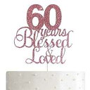 ALPHA K ローズゴールド 60 歳の誕生日/記念日ケーキトッパー – 60 周年に祝福され愛されたケーキトッパー ALPHA K Rose G...