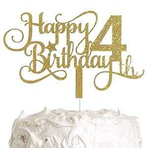 ALPHA K GG 4歳の誕生日ケーキトッパー、ハッピー4歳の誕生日ケーキトッパー、4歳の誕生日パーティー ALPHA K GG 4th Birthday Cake Topper, Happy 4th Birthday Cake Topper, 4th Birthday Party
