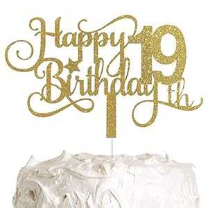 ALPHA K GG 19歳の誕生日ケーキトッパー、ハッピー19歳の誕生日ケーキトッパー、19歳の誕生日パーティー ALPHA K GG 19th Birthday Cake Topper, Happy 19th Birthday Cake Topper, 19th Birthday Party