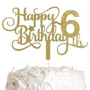 ALPHA K GG 6歳の誕生日ケーキトッパー、ハッピー6歳の誕生日ケーキトッパー、6歳の誕生日パーティー ALPHA K GG 6th Birthday Cake Topper, Happy 6th Birthday Cake Topper, 6th Birthday Party