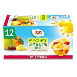 Dole フルーツボウル チェリーミックスフルーツ 100% ジュース、グルテンフリーのヘルシースナック、4 オンス、合計 12 カップ Dole Fruit Bowls Cherry Mixed Fruit in 100% Juice, Gluten Free Healthy Snack, 4 Oz, 12 Total Cups