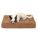 Furhaven 犬猫用冷却ジェルフォームペットベッド - クラシッククッションテリーとスエードの犬用ベッドマット、取り外し可能で洗えるカバー付き、キャメル、S...