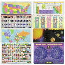 のない学習教育プレースマット 子供用 米国地図、州旗、世界地図、世界の国旗、周期表、人体、太陽系、星 8個パック Painless Learning less ...