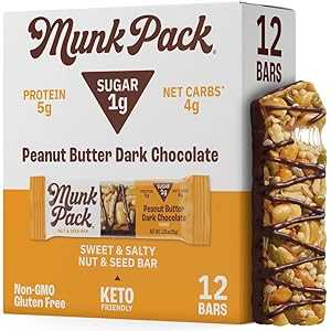 Munk Pack Nut & Seed Bar Peanut Butter Dark Chocolate - 1g Sugar, Low ...