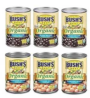 Bush's Best Organic Black and Garbanzo (Chickpeas) Beans, 15 Oz Variet...