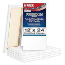 US Art Supply 12 x 24インチ ストレッチキャンバス 12オンス 下塗り 6パック - プロフェッショナル ホワイト ブランク 3/4インチ ...