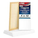 US Art Supply 4 x 12 インチ ストレッチ キャンバス 12 オンス 下塗り 6 パック - プロフェッショナル ホワイト ブランク 3/4 ...