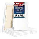 US Art Supply 8 x 16 インチ ストレッチ キャンバス 12 オンス 下塗り 6 パック - プロフェッショナル ホワイト ブランク 3/4 ...