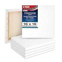 U.S. Art Supply 16 x 16 inch Stretched Canvas 12-Ounce Triple Primed, 6-Pack - P...