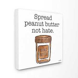 Stupell Industries スプレッド ピーナッツ バター ノット ヘイト イラスト キャンバス ウォールアート、17 x 17、マルチカラー Stupell Industries Spread Peanut Butter Not Hate Illustration Canvas Wall Art, 17 x 17, Multi-Color