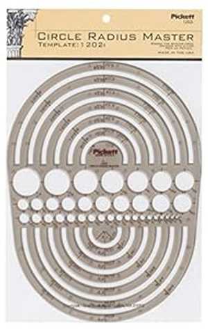 ALVIN Pickett 1202I Circle Radius Master Template, Circle Range Size 3/64 To 7-1/2 Inches (1202I)