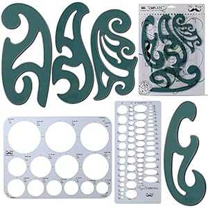 Mr. Pen- フレンチカーブ、大きな円テンプレートと楕円テンプレート (6 個)、曲線定規、描画ツール、製図ツール、幾何学テンプレート、描画テンプレート、建築テンプレート、ジャーナリング用品 Mr. Pen- French Curve, Large Circle Template and Ellipse