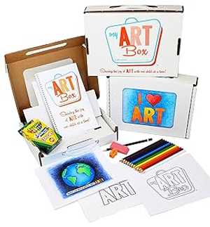 My ART Box Kids Art 3-in-1 Travel Easel Art Box - 45 Piece Tabletop Easel Art Case with Art Supp..