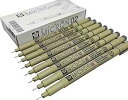 Sakura Pigma Micron drawing pens 02 Black ink, Line Width 0.3mm - 8 pack of Micr...