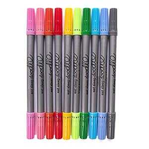 Eatsleepdoodle Original Doodle Wash-Out Fabric Marker Set (Pack of 10) Double-Ended Felt Tip Mar..