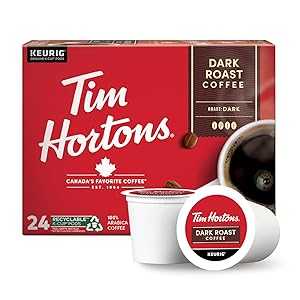 24 カウント (1 個パック)、ダーク ロースト、ティム ホートンズ ダーク ロースト コーヒー、シングルサーブ K カップ ポッド、キューリグ ブルワーと互換性あり、24 ct K カップ 24 Count (Pack of 1), Dark Roast, Tim Hortons Dark Roast