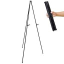 US Art Supply 63インチ 高耐久スチール 簡単折りたたみディスプレイイーゼル - すぐに折りたためる 高さ調節可能なディスプレイホルダー - ポー...