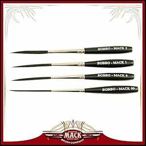 Andrew Mack Brush Set of 4 Sizes 00-2 Series Bobbo-Mack Super Quad 4 Action Scroll Pinstriper Br..