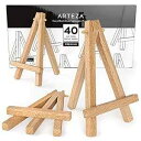 ARTEZA ミニ木製ディスプレイ イーゼル、5 インチ、40 個パック、小さなキャンバス、名刺、写真の展示に最適 ARTEZA Mini Wood Displ...