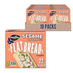 Wasa Sesame & Sea Salt Flatbread Thins, 6.7 oz (Pack of 10), Crackers,...