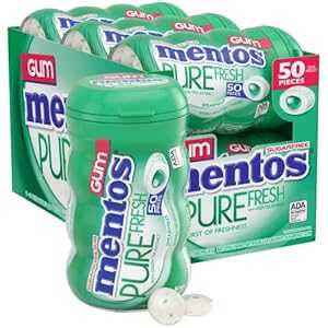 Mentos Pure Fresh Sugar-Free Chewing Gum with Xylitol, Spearmint, 50 P...