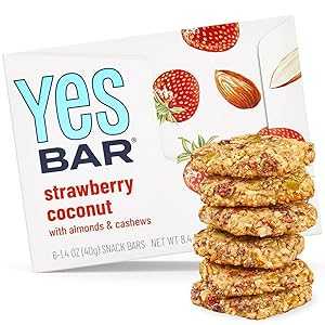 The YES Bar Strawberry Coconut Plant Based Protein, Decadent Snack Bar Vegan, Paleo, Gluten Free..