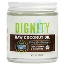 ディグニティココナッツ オーガニックバージンココナッツオイル、未精製遠心分離生、4オンス Dignity Coconuts Organic Virgin Coconut Oil, Unrefined Centrifuge Raw, 4oz