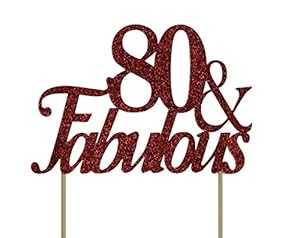 All About 詳細 レッド 80-&-ファビュラス ケーキ トッパー、6 x 8 All About Details Red 80-&-Fabulous Cake Topper, 6 x 8