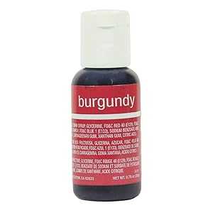 Chefmaster Burgundy Liqua-Gel Food Coloring Vibrant Color Professional-Grade Dye for Icing, Frosting, Fondant Baking & Decorating Fade-Resistant Easy-to-Use Made in USA 0.70 oz
