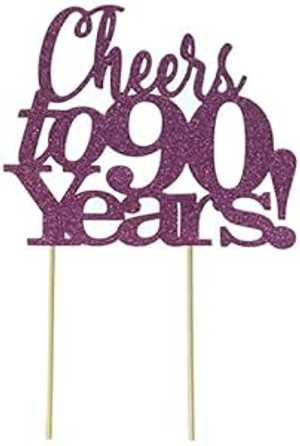 All About 詳細 ピンク 90 年に乾杯ケーキトッパー、6 x 9 All About Details Pink Cheers to 90 Years Cake Topper, 6 x 9