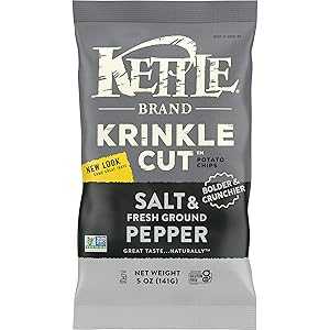 Kettle Brand Kettle Foods Potato Chips Krinkle Salt & Fresh Ground Pep...