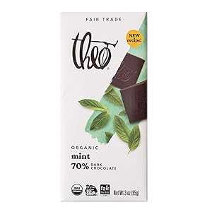 楽天GlomarketTheo Chocolate Mint Organic Dark Chocolate Bar, 70％ Cacao, 12 Pack Vegan, Fair Trade
