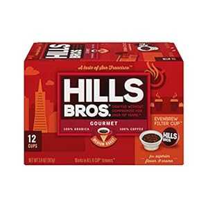 Hills Bros シングルサーブコーヒーポッド、グルメ、ミディアムロースト、12 カウント – 